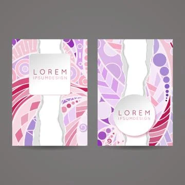 Set of vector design templates. Brochures in random colorful style. Vintage Illustrazione stock