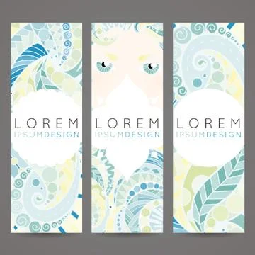 Set of vector design templates. Brochures in random colorful style. Vintage Stock Illustration