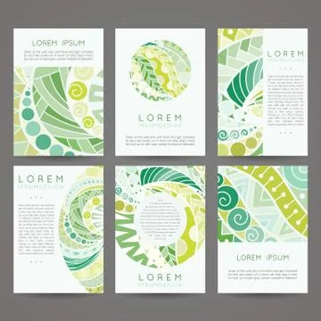 Set of vector design templates. Brochures in random colorful style. Vintage Stock Illustration