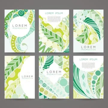 Set of vector design templates. Brochures in random colorful style. Vintage Stock Illustration
