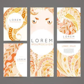 Set of vector design templates. Brochures in random colorful style. Vintage Stock Illustration