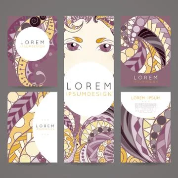 Set of vector design templates. Brochures in random colorful style. Vintage Stock Illustration