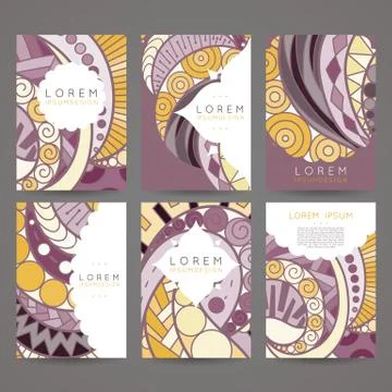 Set of vector design templates. Brochures in random colorful style. Vintage Stock Illustration