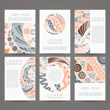 Set of vector design templates. Brochures in random colorful style. Vintage Stock Illustration