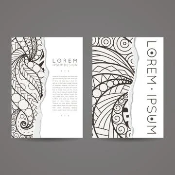 Set of vector design templates. Brochures in random style. Vintage frames and Illustrazione stock