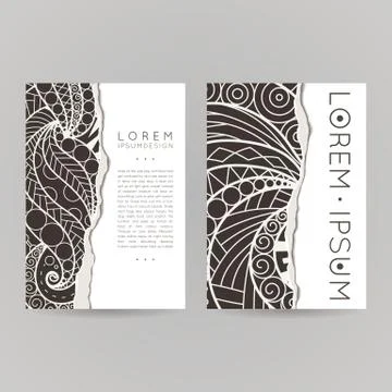 Set of vector design templates. Brochures in random colorful style. Vintage f イラスト素材