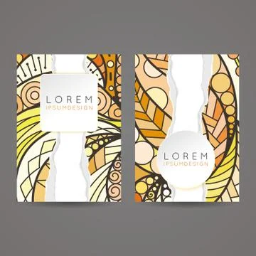 Set of vector design templates. Brochures in random colorful style. Vintage f Stock Illustration