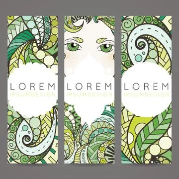 Set of vector design templates. Brochures in random colorful style. Vintage f Stock Illustration