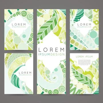 Set of vector design templates. Brochures in random colorful style. Vintage f Stock Illustration