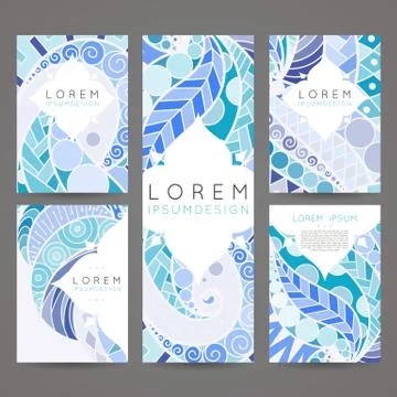 Set of vector design templates. Brochures in random colorful style. Vintage f Stock Illustration