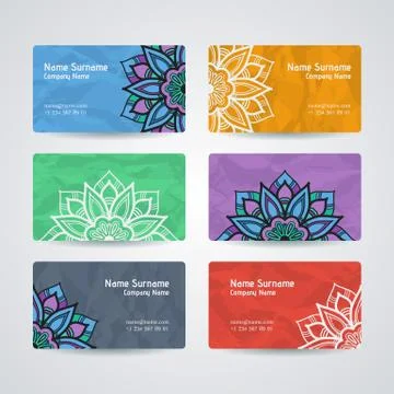 Set of vector design templates. Brochures in random colorful style. Vintage f Stock Illustration