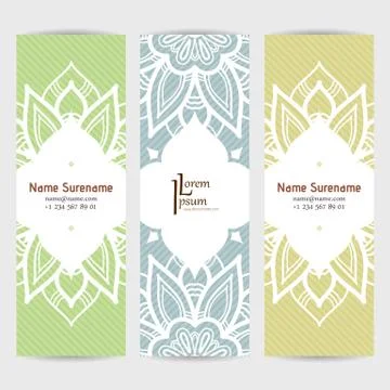 Set of vector design templates. Brochures in random colorful style. Vintage f Stock Illustration