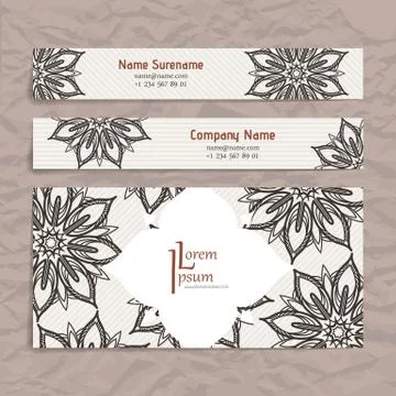 Set of vector design templates. Brochures in random colorful style. Vintage f Stock Illustration