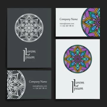 Set of vector design templates. Brochures in random colorful style. Vintage f Stock Illustration