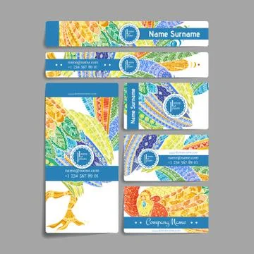 Set of vector design templates. Brochures in random colorful style. Zentangle Illustrazione stock