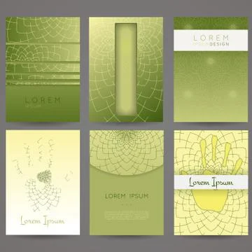 Set of vector design templates. Brochures in random colorful style. Vintage Stock Illustration