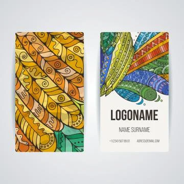 Set of vector design templates. Brochures in random colorful style. Zentangle Illustrazione stock