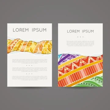 Set of vector design templates. Brochures in random colorful style. Zentangle Illustrazione stock