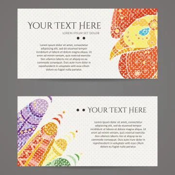 Set of vector design templates. Brochures in random colorful style. Zentangle Stock Illustration