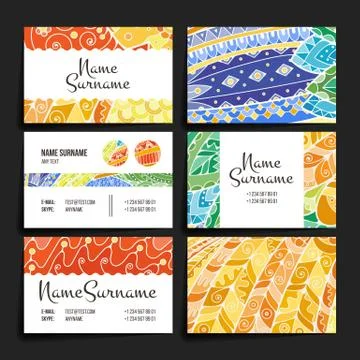 Set of vector design templates. Brochures in random colorful style. Zentangle Illustrazione stock