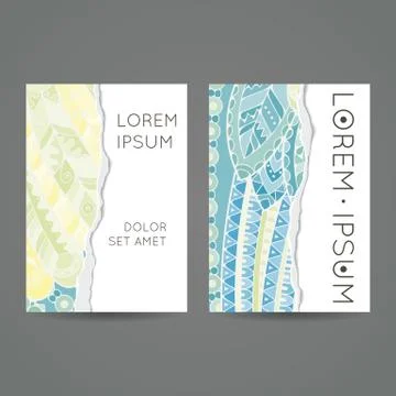 Set of vector design templates. Brochures in random colorful style. Zentangle Stock Illustration