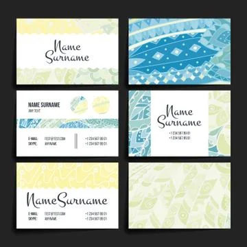 Set of vector design templates. Brochures in random colorful style. Zentangle Stock Illustration