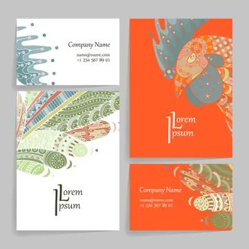 Set of vector design templates. Brochures in random colorful style. Zentangle Illustrazione stock