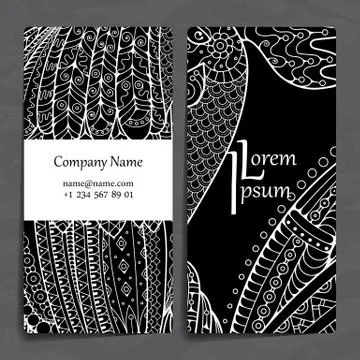 Set of vector design templates. Brochures in random colorful style. Zentangle Illustrazione stock