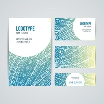 Set of vector design templates. Brochures in random colorful style. Zentangle Illustrazione stock