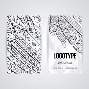 Set of vector design templates. Brochures in random colorful style. Zentangle Illustrazione stock