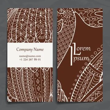 Set of vector design templates. Brochures in random colorful style. Zentangle Stock Illustration