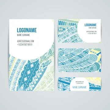 Set of vector design templates. Brochures in random colorful style. Zentangle Illustrazione stock