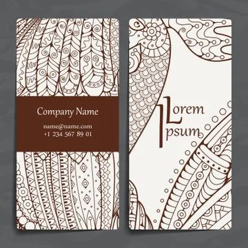 Set of vector design templates. Brochures in random colorful style. Zentangle Stock Illustration