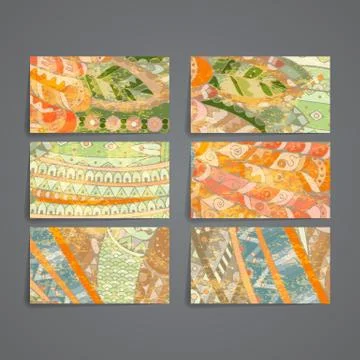 Set of vector design templates. Brochures in random colorful style. Zentangle Illustrazione stock