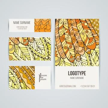 Set of vector design templates. Brochures in random colorful style. Zentangle Illustrazione stock