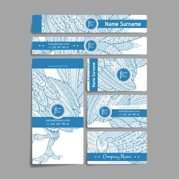 Set of vector design templates. Brochures in random colorful style. Zentangle イラスト素材