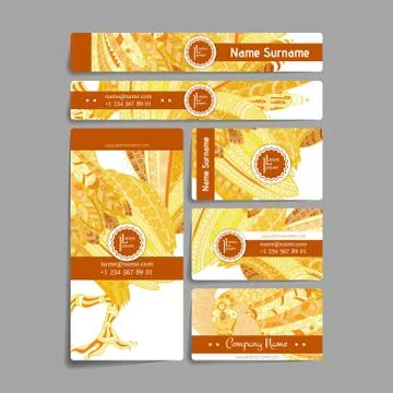Set of vector design templates. Brochures in random colorful style. Zentangle Stock Illustration