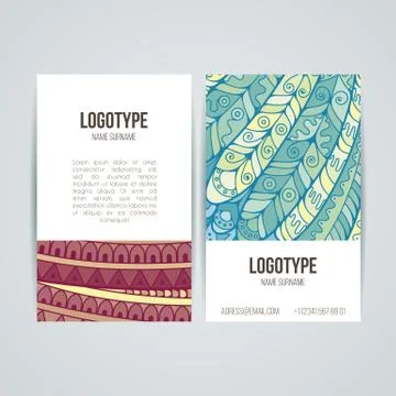 Set of vector design templates. Brochures in random colorful style. Zentangle Illustrazione stock