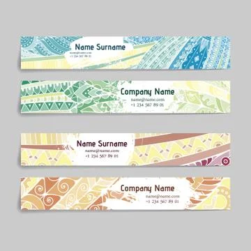 Set of vector design templates. Brochures in random colorful style. Zentangle Illustrazione stock