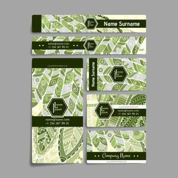 Set of vector design templates. Brochures in random colorful style. Zentangle Stock Illustration