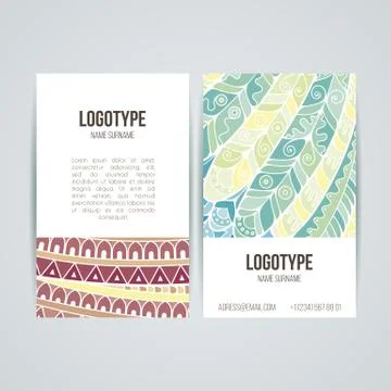 Set of vector design templates. Brochures in random colorful style. Zentangle Illustrazione stock