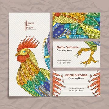 Set of vector design templates. Brochures in random colorful style. Zentangle Illustrazione stock