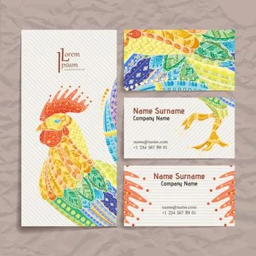 Set of vector design templates. Brochures in random colorful style. Zentangle Illustrazione stock