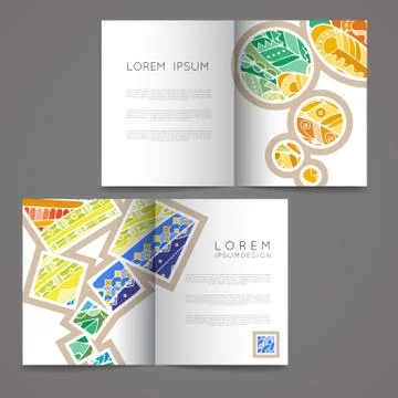 Set of vector design templates. Brochures in random colorful style. Zentangle Stock Illustration