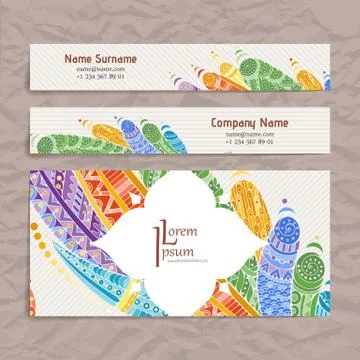 Set of vector design templates. Brochures in random colorful style. Zentangle Illustrazione stock