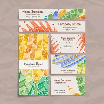 Set of vector design templates. Brochures in random colorful style. Zentangle Illustrazione stock