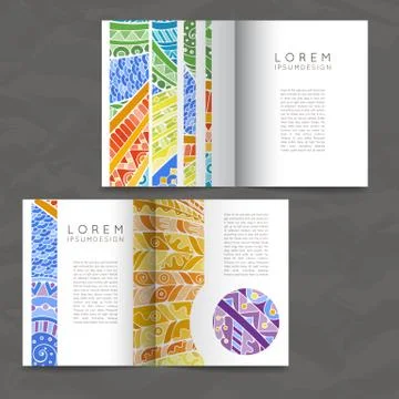Set of vector design templates. Brochures in random colorful style. Zentangle Illustrazione stock