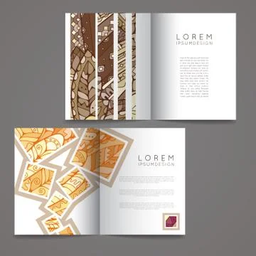 Set of vector design templates. Brochures in random colorful style. Zentangle Stock Illustration