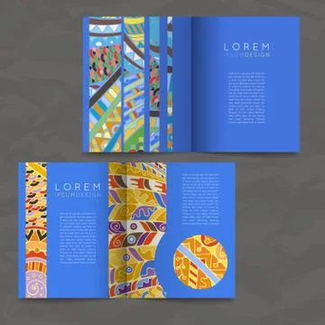 Set of vector design templates. Brochures in random colorful style. Zentangle Illustrazione stock