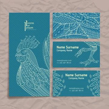 Set of vector design templates. Brochures in random colorful style. Zentangle Illustrazione stock